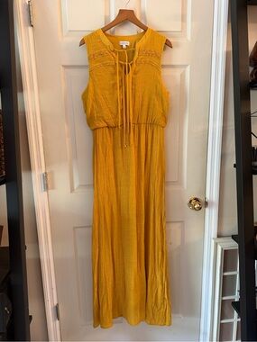 Luxology Mustard Yellow Sleeveless Maxi Dress with Tie Front